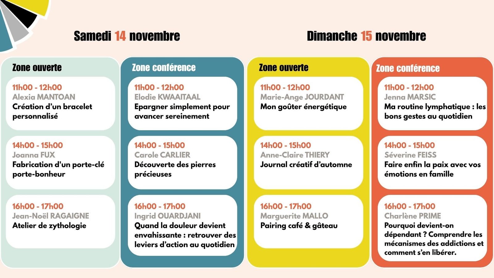 ATELIERS ET CONFERENCES Samedi 15 novembre